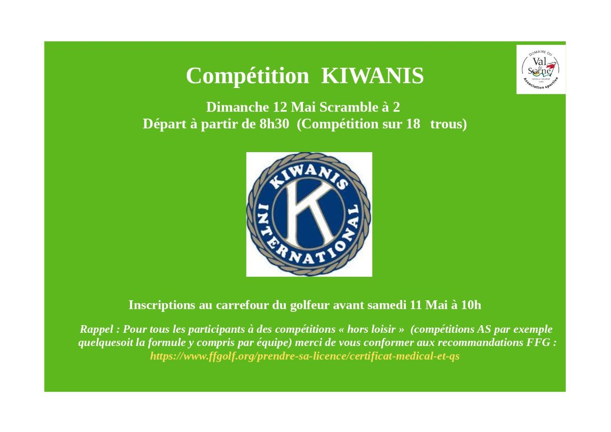 Compétition KIWANIS Dimanche 12 Mai 2024